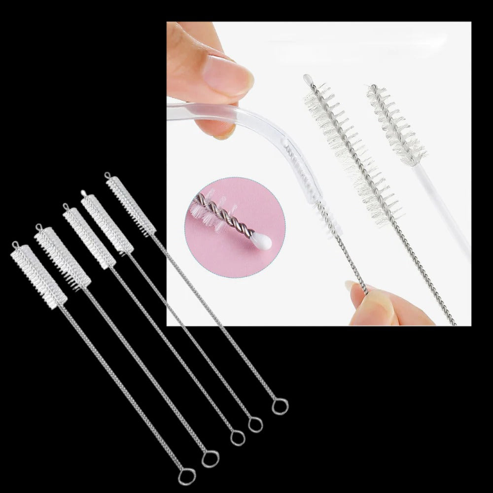 Reusable Straw Cleaning Brush Set with Metal Handle and Fine Bristles, 10-Piece All Vera Mart