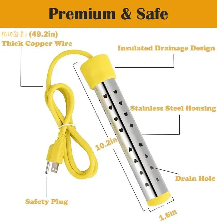 Immersion Water Heater with Guarded Element and Insulated Handle, 1m Cord All Vera Mart