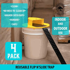 Four Pack of Bucket Lid Mouse Traps with an Auto Reset Flip Lid for a 5 Gallon Bucket