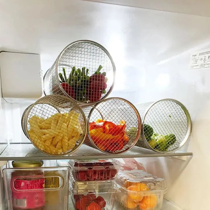 Grill Basket with 360-Degree Rotation and Locking Latch, Stainless Steel All Vera Mart