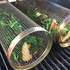Grill Basket with 360-Degree Rotation and Locking Latch, Stainless Steel All Vera Mart
