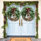 Christmas Wreath with Pinecones and Berries, 17-Inch Weather-Resistant Boho Vine Base All Vera Mart