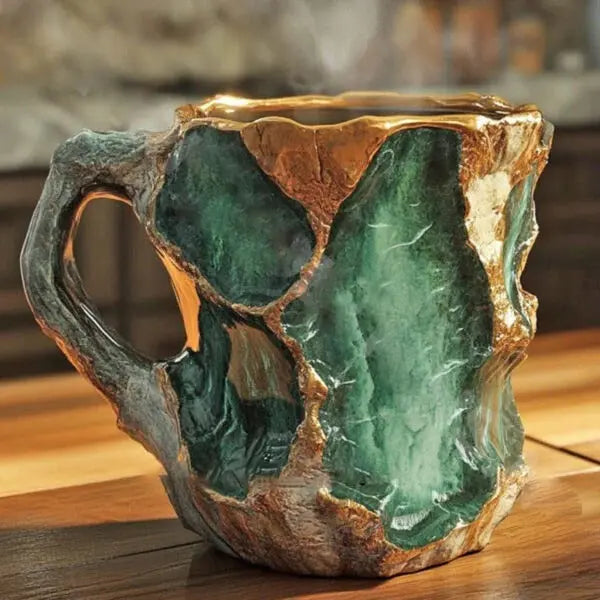 Crystal Finish Coffee Mug with Heat Resistant Glass and Faceted Design, 10.14 Fl Oz All Vera Mart