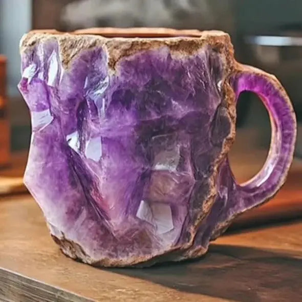 Crystal Finish Coffee Mug with Heat Resistant Glass and Faceted Design, 10.14 Fl Oz All Vera Mart