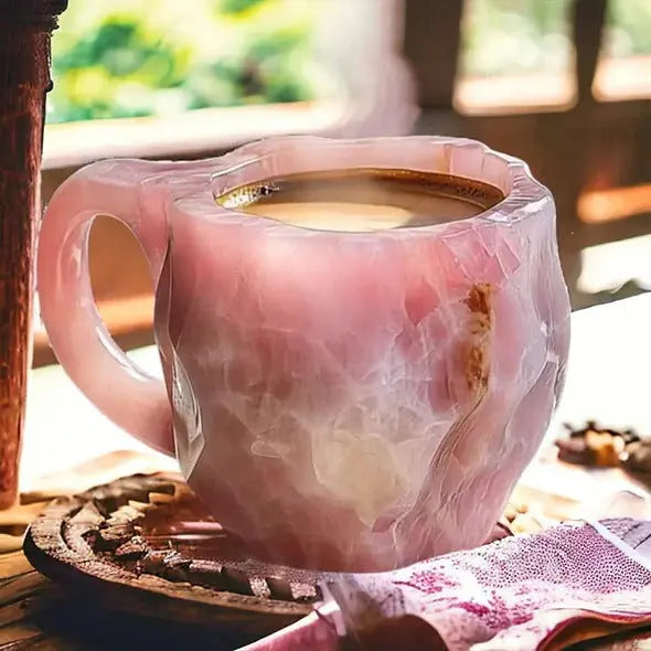 Crystal Finish Coffee Mug with Heat Resistant Glass and Faceted Design, 10.14 Fl Oz All Vera Mart