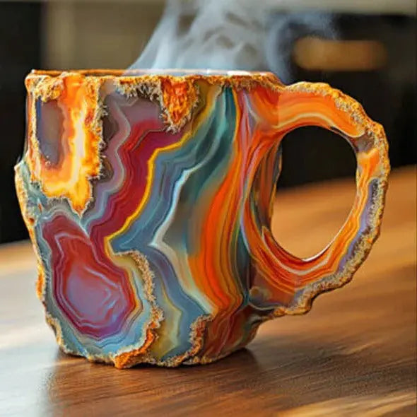 Crystal Finish Coffee Mug with Heat Resistant Glass and Faceted Design, 10.14 Fl Oz All Vera Mart