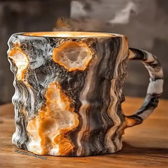 Crystal Finish Coffee Mug with Heat Resistant Glass and Faceted Design, 10.14 Fl Oz All Vera Mart