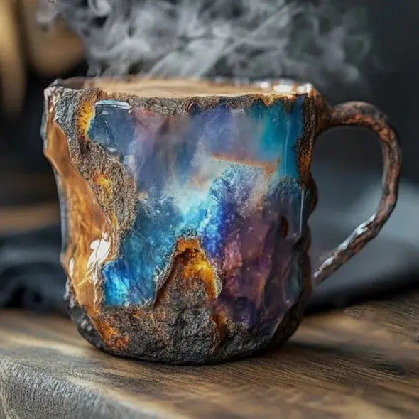 Crystal Finish Coffee Mug with Heat Resistant Glass and Faceted Design, 10.14 Fl Oz All Vera Mart