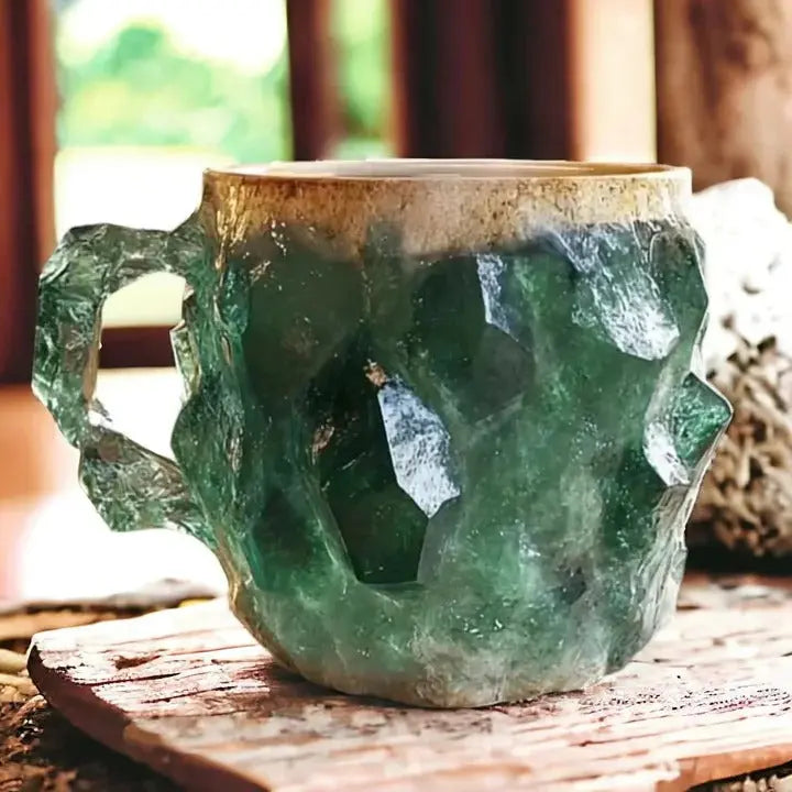 Crystal Finish Coffee Mug with Heat Resistant Glass and Faceted Design, 10.14 Fl Oz All Vera Mart
