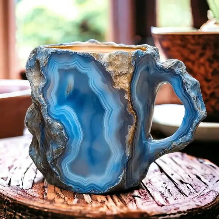 Crystal Finish Coffee Mug with Heat Resistant Glass and Faceted Design, 10.14 Fl Oz All Vera Mart