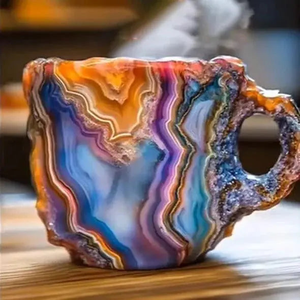 Crystal Finish Coffee Mug with Heat Resistant Glass and Faceted Design, 10.14 Fl Oz All Vera Mart