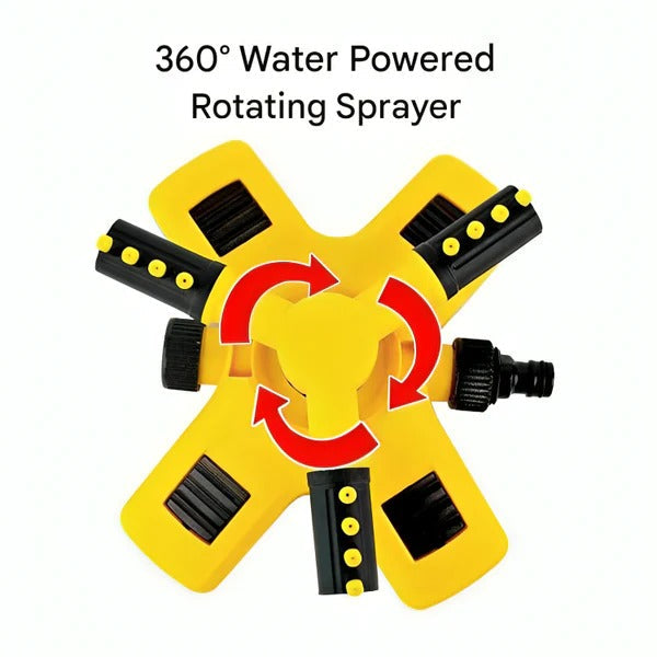Garden Sprinkler with 4 Adjustable Nozzles and 360 Degree Rotation All Vera Mart