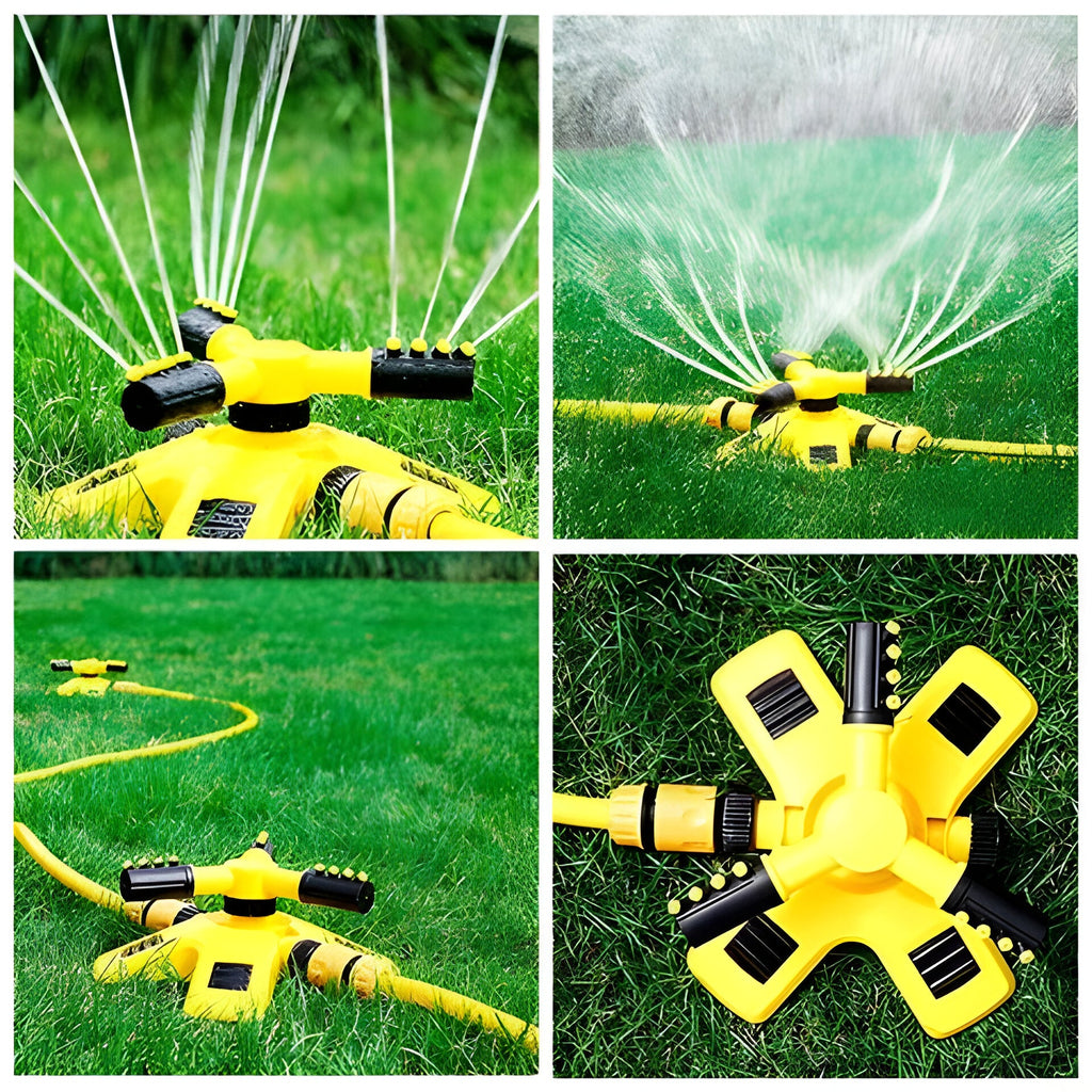 Garden Sprinkler with 4 Adjustable Nozzles and 360 Degree Rotation All Vera Mart
