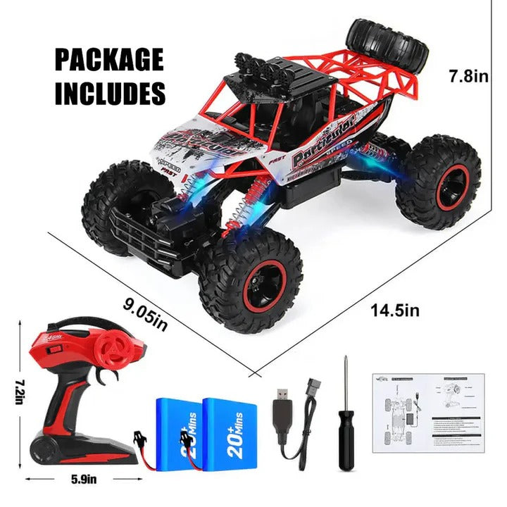 Rechargeable 1:12 Scale 4WD Remote Control Monster Truck with Two Battery Packs and a 2.4GHz Controller