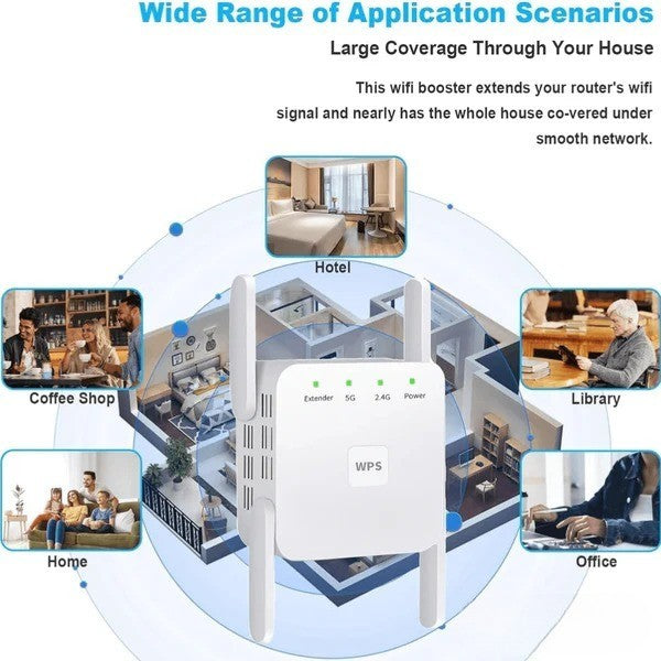 WiFi Signal Booster with Dual Band Coverage and 1000 Foot Range All Vera Mart