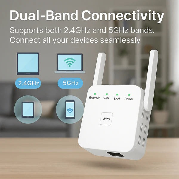 WiFi Signal Booster with Dual Band Coverage and 1000 Foot Range All Vera Mart