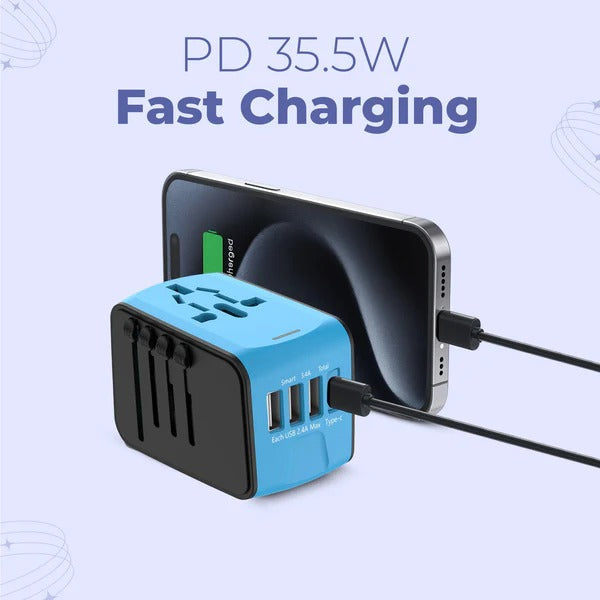 International Power Adapter with Four USB Charging Ports and Surge Protection All Vera Mart