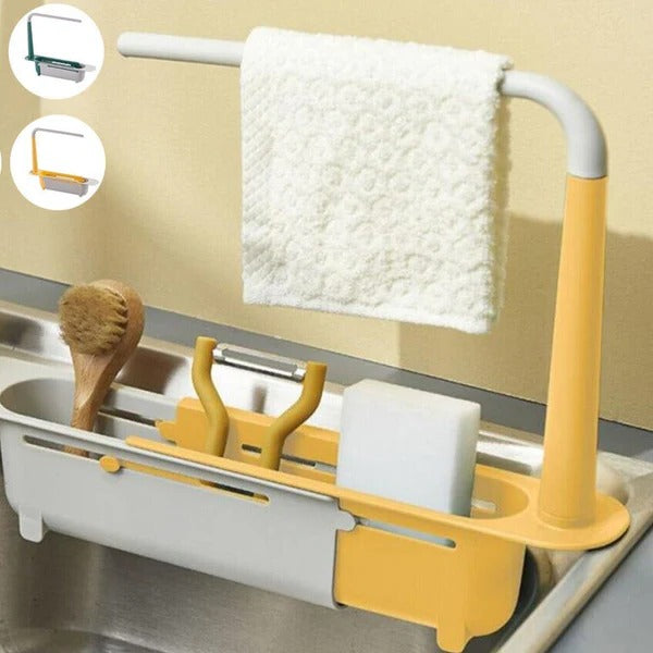 Telescopic Sink Organizer with Drain Grid and Raised Platform for Sponges All Vera Mart