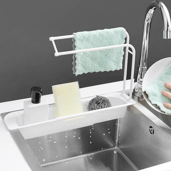 Telescopic Sink Organizer with Drain Grid and Raised Platform for Sponges All Vera Mart