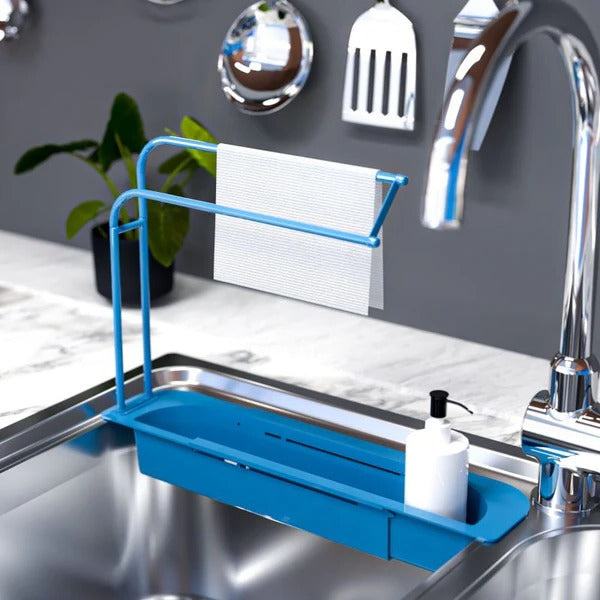 Telescopic Sink Organizer with Drain Grid and Raised Platform for Sponges All Vera Mart
