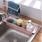 Telescopic Sink Organizer with Drain Grid and Raised Platform for Sponges All Vera Mart