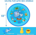 Outdoor Splash Pad 68 Inch with Adjustable Water Spray and Inflatable Edge, Ages 1-8 All Vera Mart