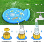 Outdoor Splash Pad 68 Inch with Adjustable Water Spray and Inflatable Edge, Ages 1-8 All Vera Mart