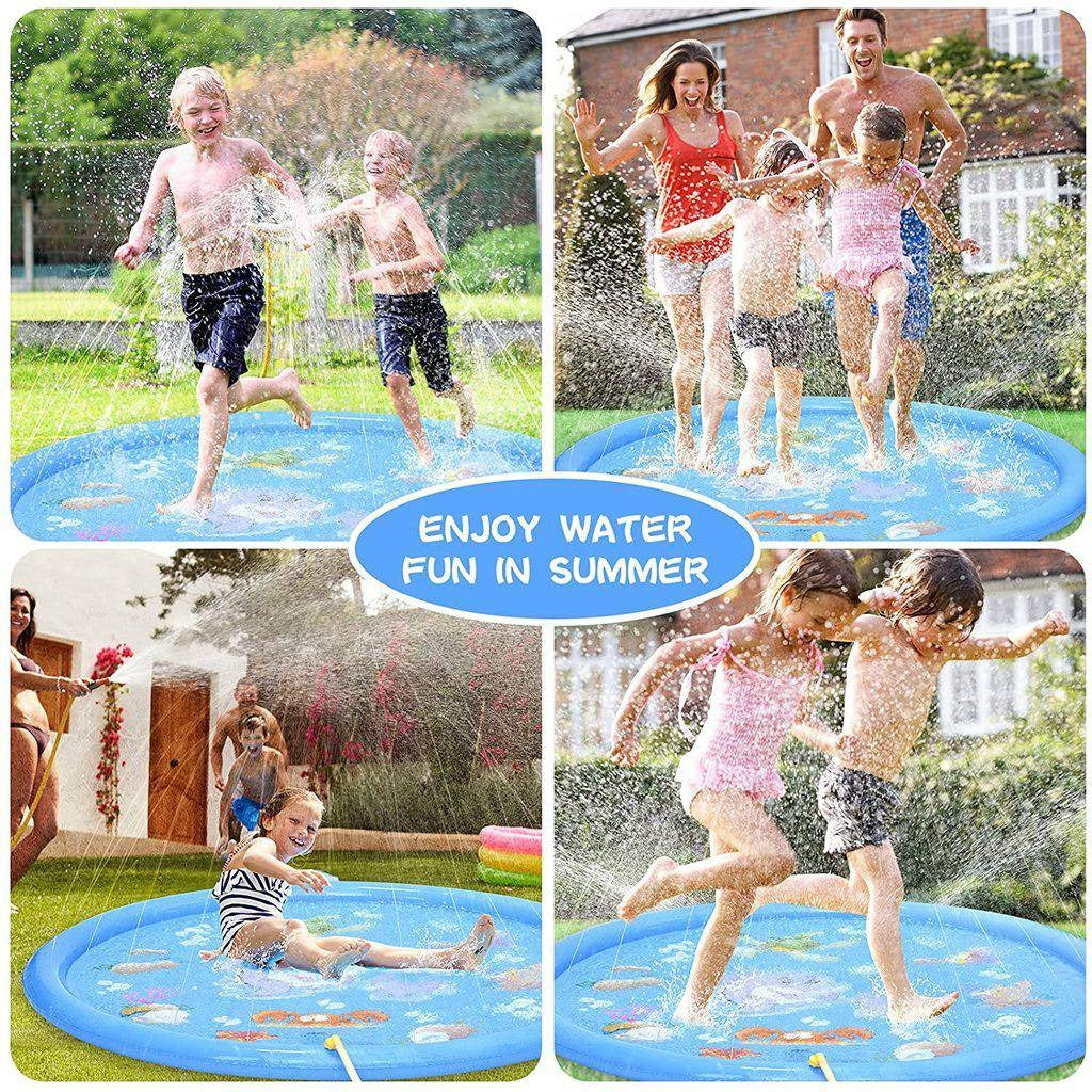 Outdoor Splash Pad 68 Inch with Adjustable Water Spray and Inflatable Edge, Ages 1-8 All Vera Mart