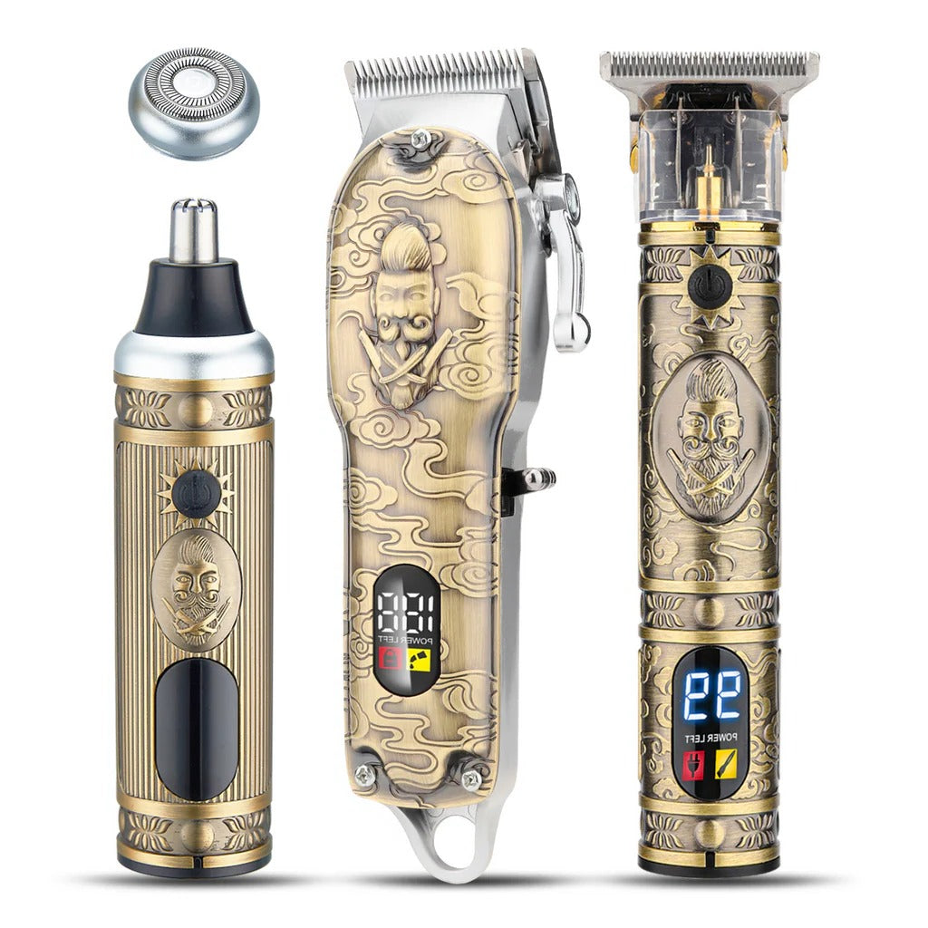 Electric Hair and Beard Trimmer with Four Interchangeable Heads and LED Display All Vera Mart