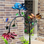 Flower Wind Spinner with Fade Resistant Design and Ground Stake All Vera Mart