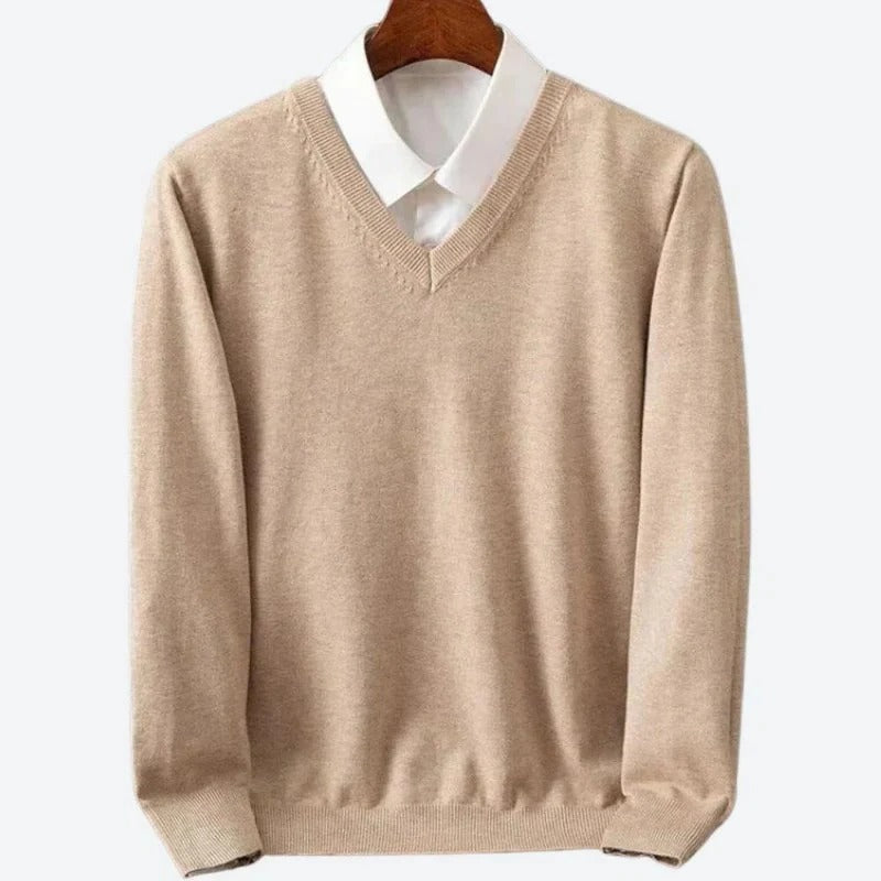 Men's Long Sleeve Knit Sweater with Round Neckline and Breathable Fabric All Vera Mart