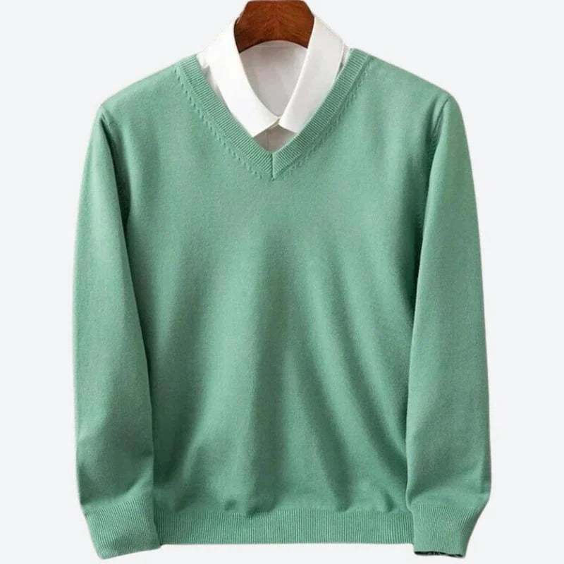 Men's Long Sleeve Knit Sweater with Round Neckline and Breathable Fabric All Vera Mart