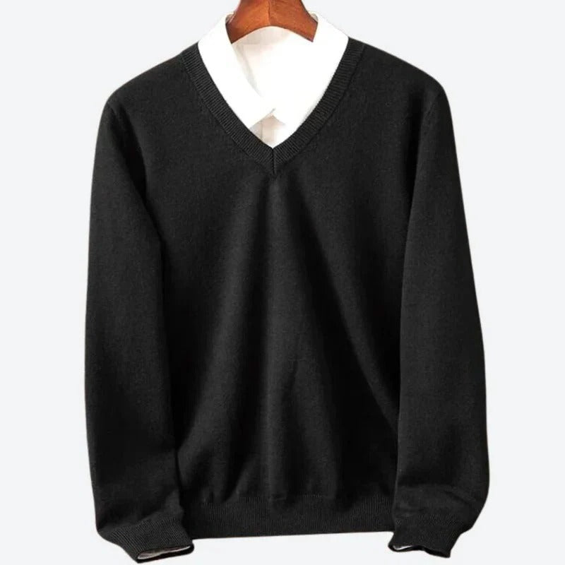 Men's Long Sleeve Knit Sweater with Round Neckline and Breathable Fabric All Vera Mart