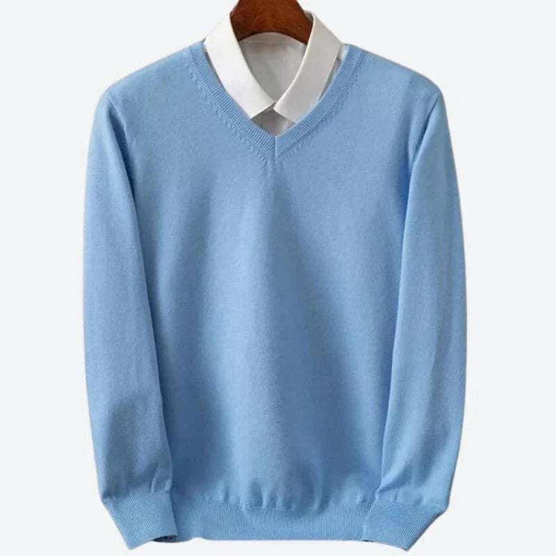 Men's Long Sleeve Knit Sweater with Round Neckline and Breathable Fabric All Vera Mart