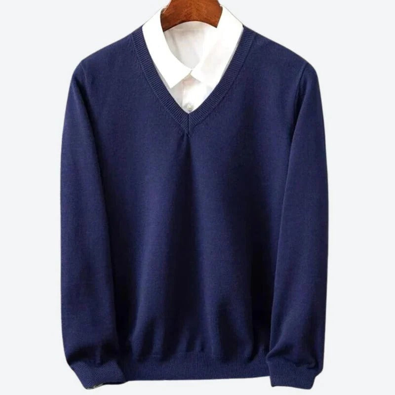 Men's Long Sleeve Knit Sweater with Round Neckline and Breathable Fabric All Vera Mart