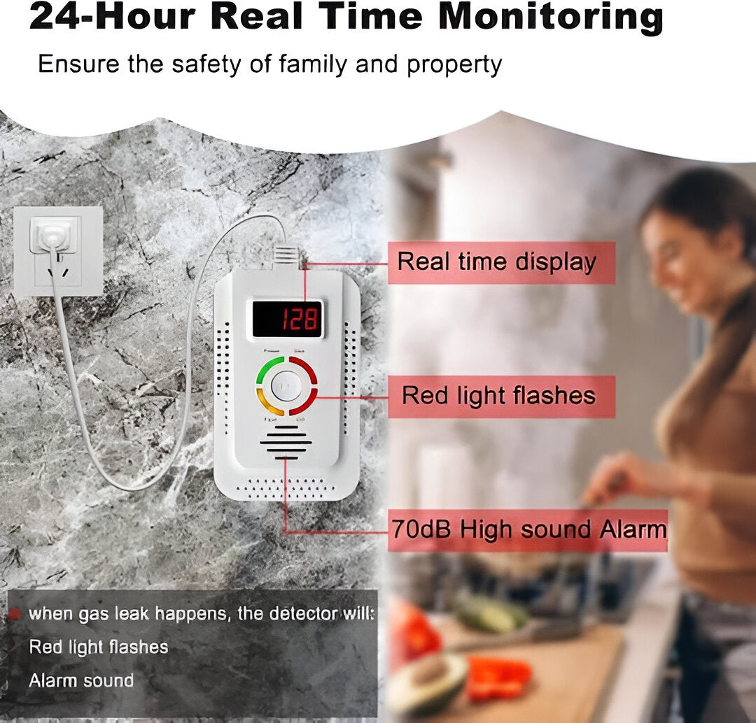 Gas and Carbon Monoxide Detector with Digital Display and Audible Alarm All Vera Mart