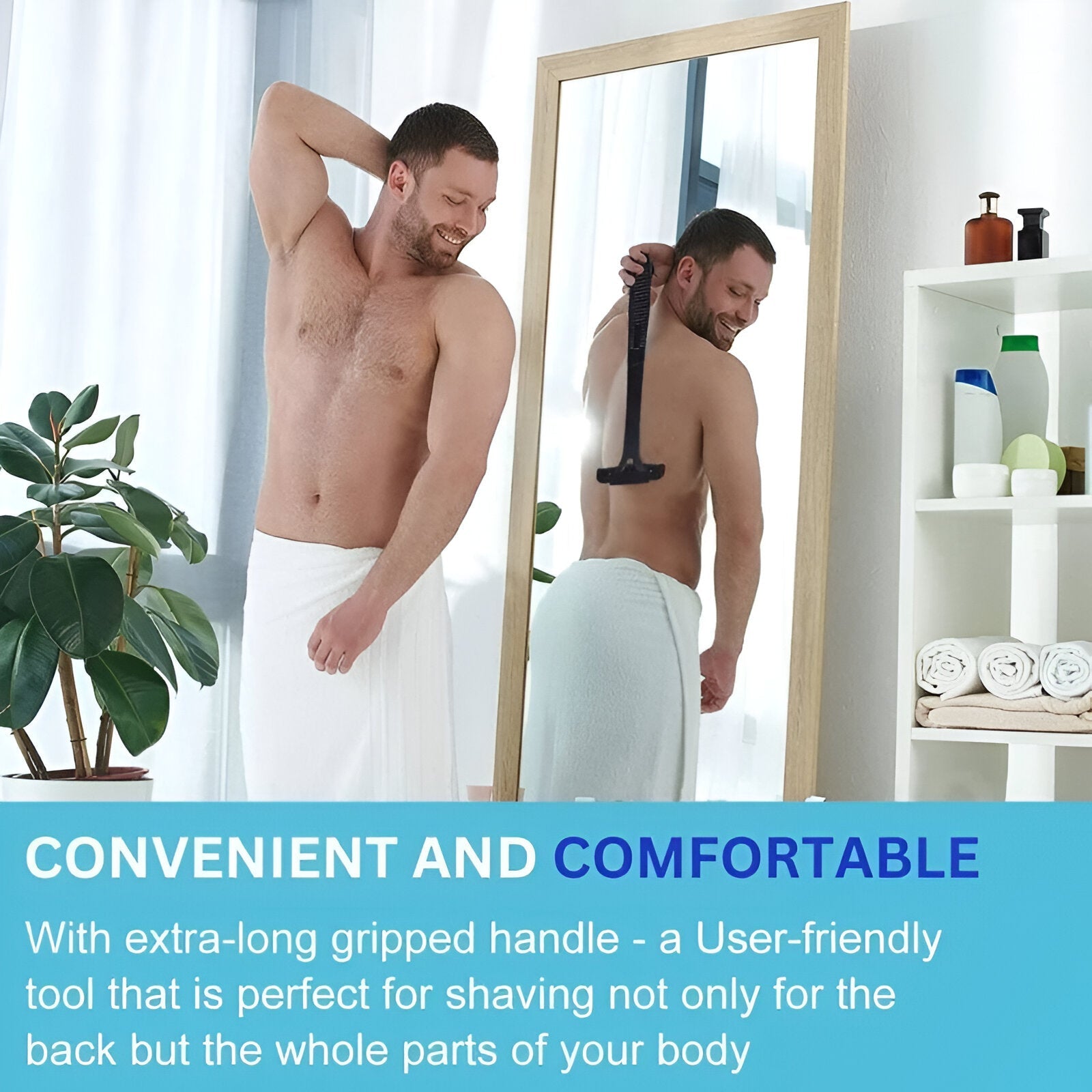 Back Shaver with Extended Handle and Detachable Head, Wet or Dry Use All Vera Mart