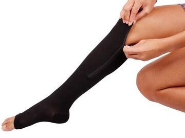 Compression Socks with Side Zipper and Open Toe Design, 20-30 mmHg All Vera Mart