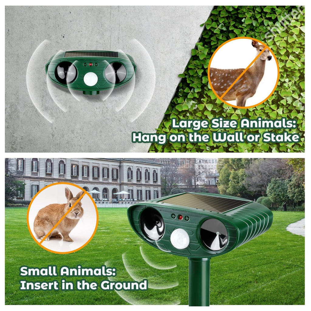Motion-Activated Ultrasonic Bird Repellent with Solar Panel and Ground Stake All Vera Mart