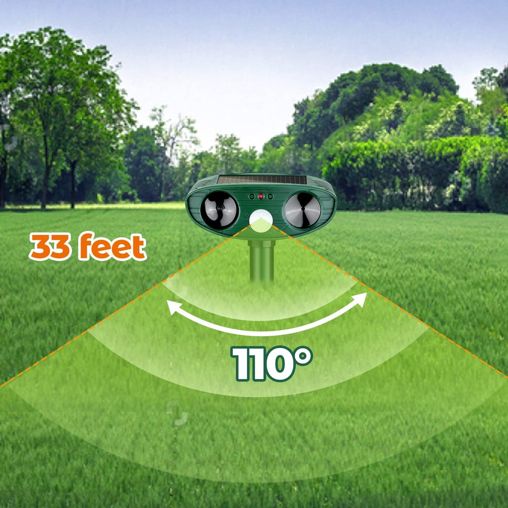 Motion-Activated Ultrasonic Bird Repellent with Solar Panel and Ground Stake All Vera Mart