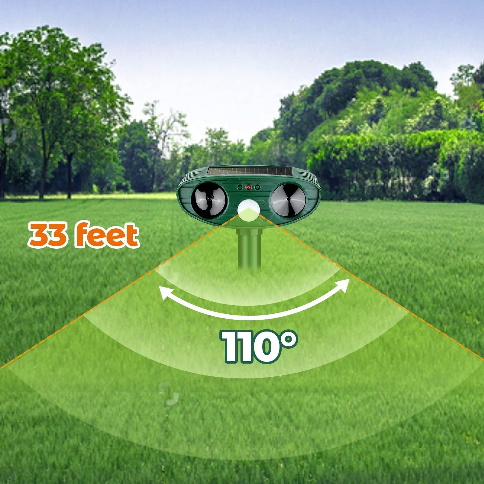 Motion-Activated Ultrasonic Bird Repellent with Solar Panel and Ground Stake All Vera Mart