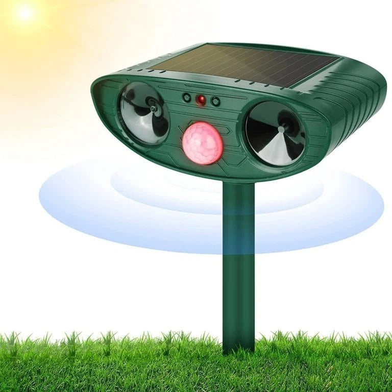 Motion-Activated Ultrasonic Bird Repellent with Solar Panel and Ground Stake All Vera Mart