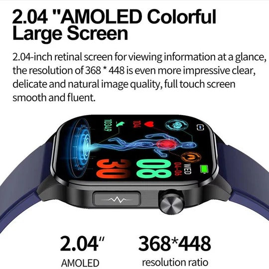 Smartwatch with 2.04 Inch AMOLED Display and Voice Control for Daily Activity Tracking All Vera Mart