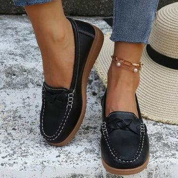 Women's Wide Toe Slip-On Loafers with Flexible Upper and Traction Outsole All Vera Mart