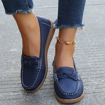 Women's Wide Toe Slip-On Loafers with Flexible Upper and Traction Outsole All Vera Mart