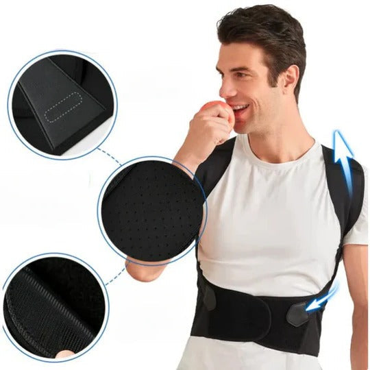 Adjustable Back Brace with Shoulder Straps and Breathable Fabric for Daily Support All Vera Mart