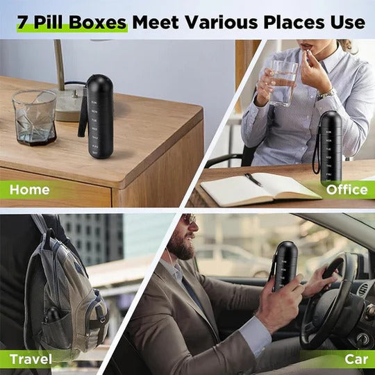 Aluminum Pill Organizer with Seven Daily Compartments and Moisture Seal All Vera Mart