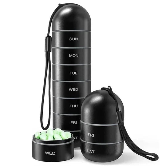Aluminum Pill Organizer with Seven Daily Compartments and Moisture Seal All Vera Mart