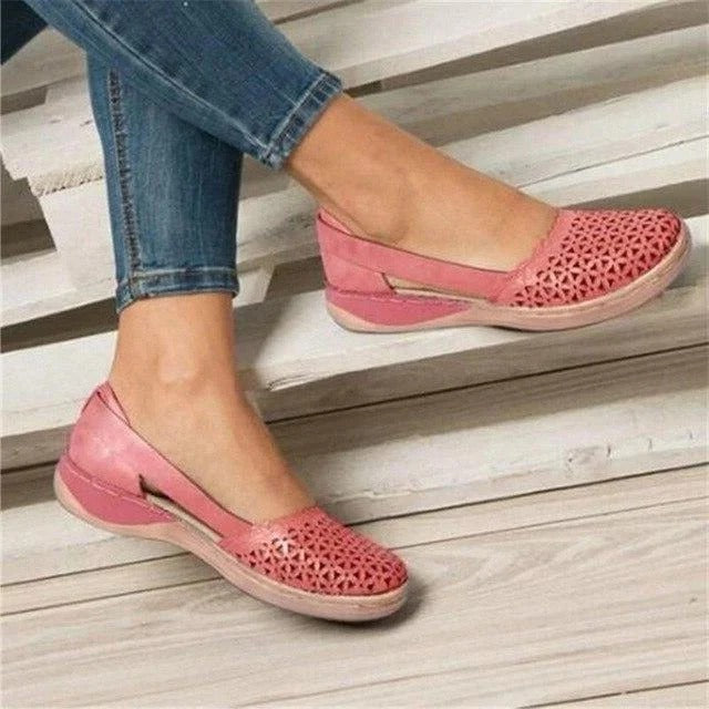 Women's Wide Toe Box Slip-On Flats with Cushioned Insole and Breathable Upper All Vera Mart
