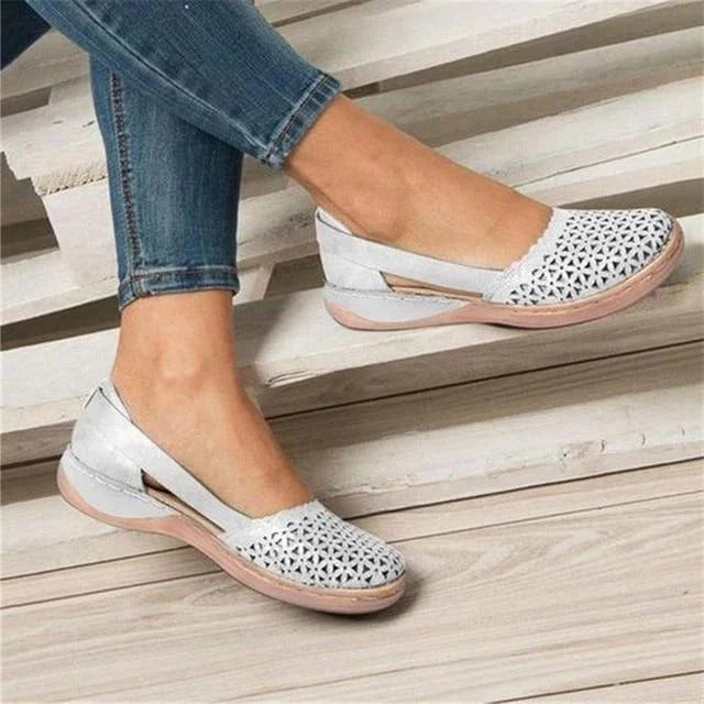 Women's Wide Toe Box Slip-On Flats with Cushioned Insole and Breathable Upper All Vera Mart